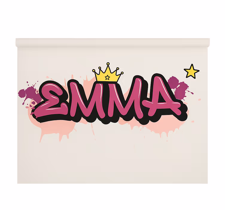 Pembe özel grafiti çocuk odası stor perde - TenStickers