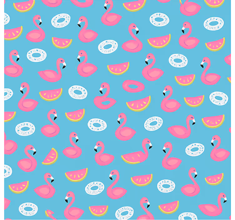 Mavi flamingo baskısı çocuk odası stor perde - TenStickers