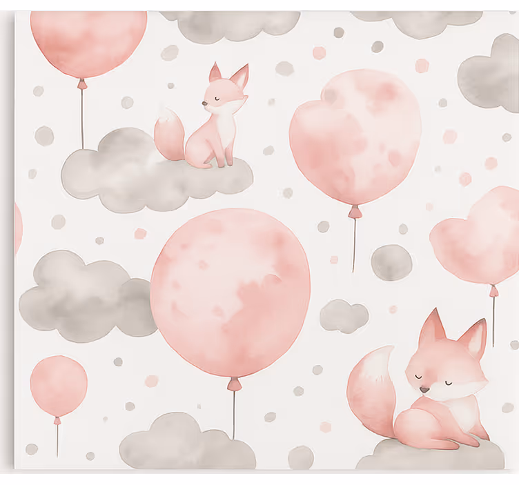 Pastel balonlar ve bulutlar çocuk odası stor perde - TenStickers
