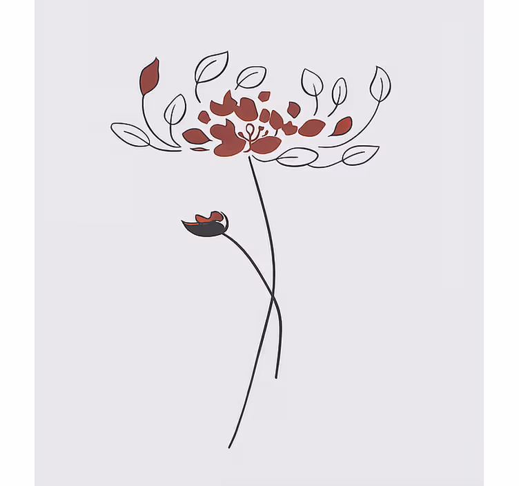 Minimalist botanik çizimi çocuk odası stor perde - TenStickers