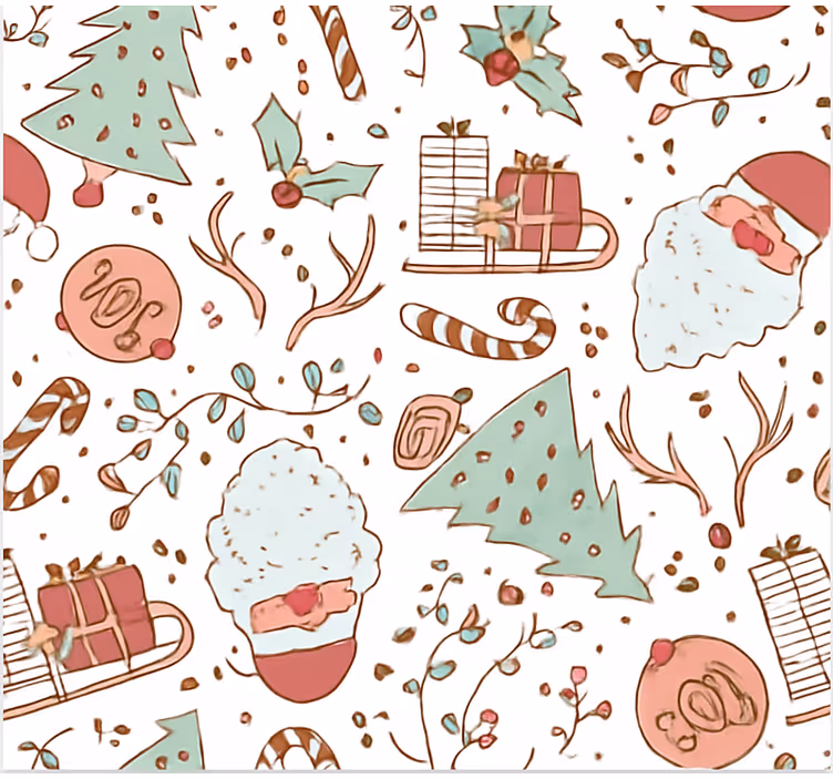 İskandinav noel deseni oturma odası stor perde - TenStickers