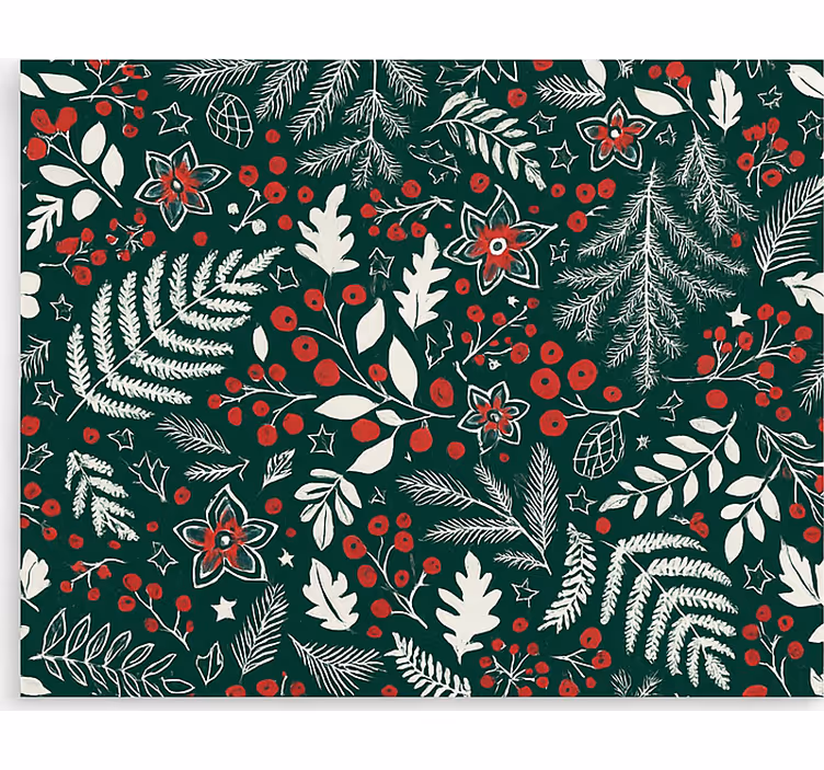 çiçekli noel deseni oturma odası stor perde - TenStickers