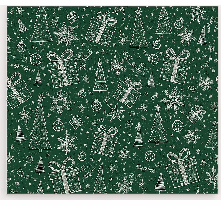 Yeşil beyaz noel oturma odası stor perde - TenStickers