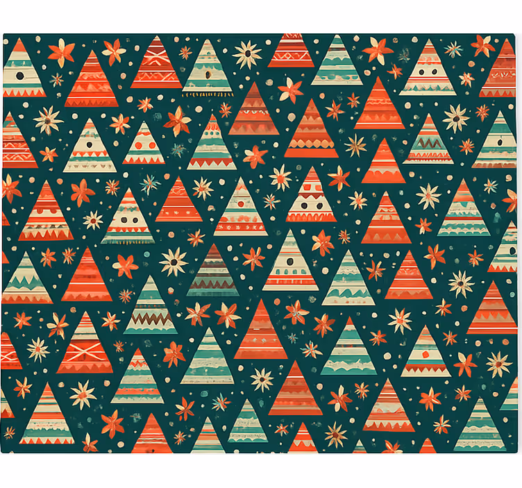 Kırmızı ve yeşil noel oturma odası stor perde - TenStickers