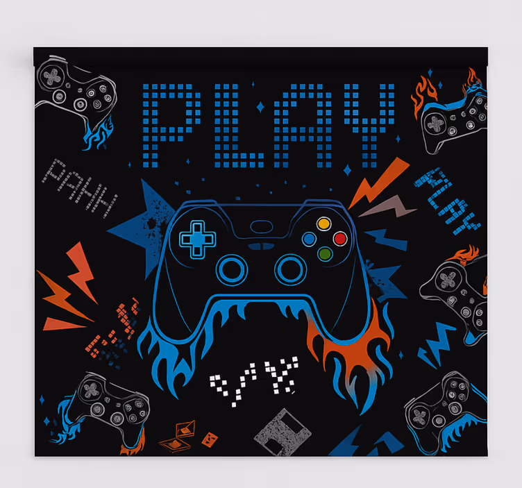 Retro punk oyun konsolu geek desenli stor perde - TenStickers
