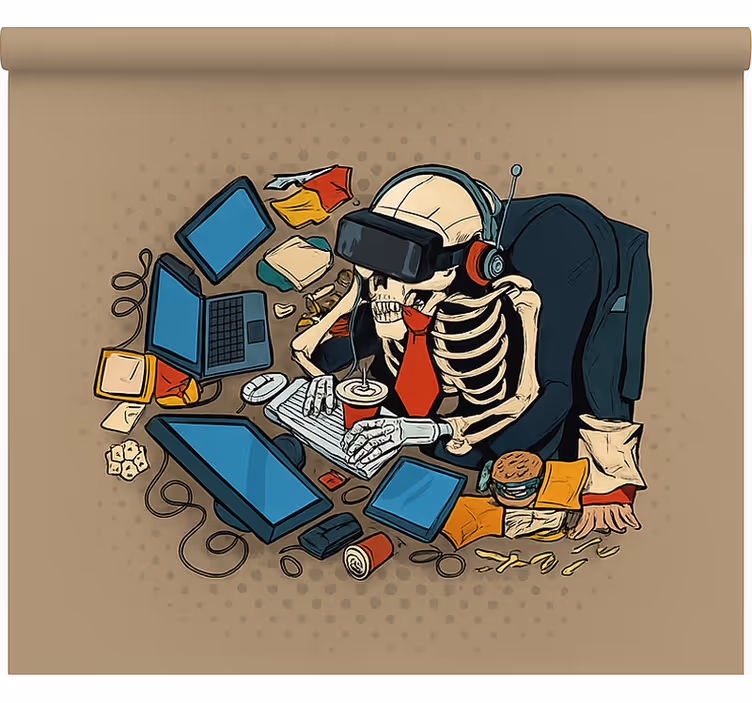 Iskelet retro oyuncusu geek desenli stor perde - TenStickers
