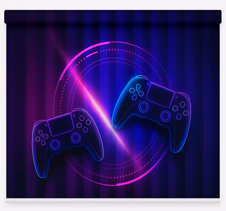 Neon clash oyun kumandaları geek desenli stor perde - TenStickers