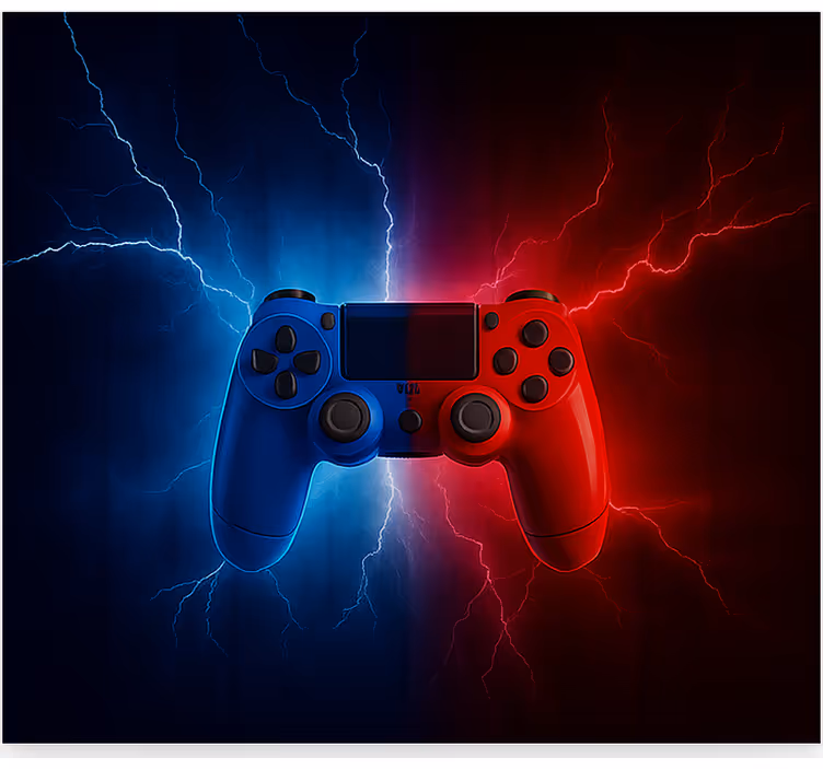 Kırmızı mavi elektrik kontrolörü geek desenli stor perde - TenStickers