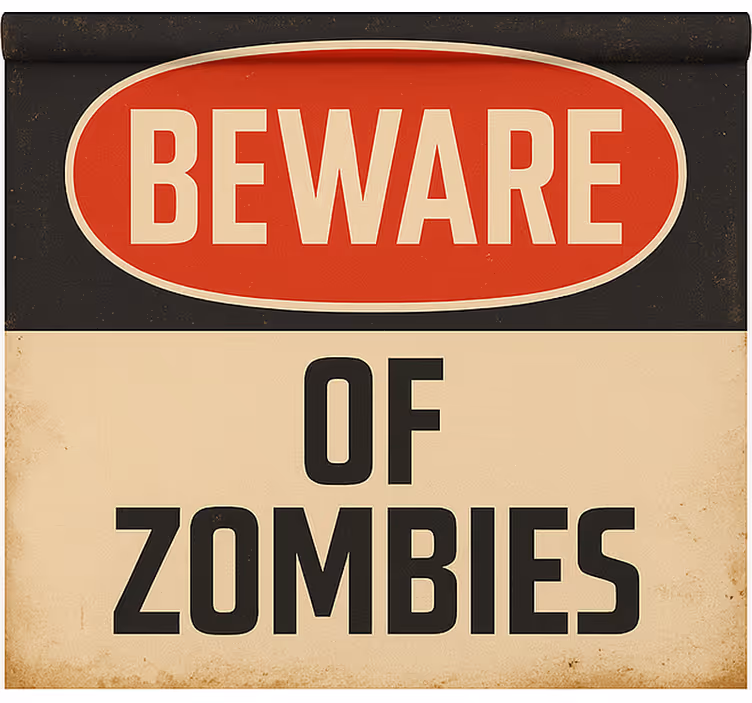 Zombilere dikkat edin geek desenli stor perde - TenStickers