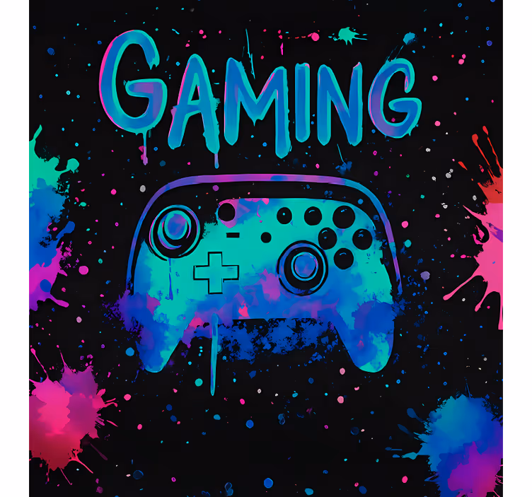 Neon sıçrama boyası kontrolörleri geek desenli stor perde - TenStickers