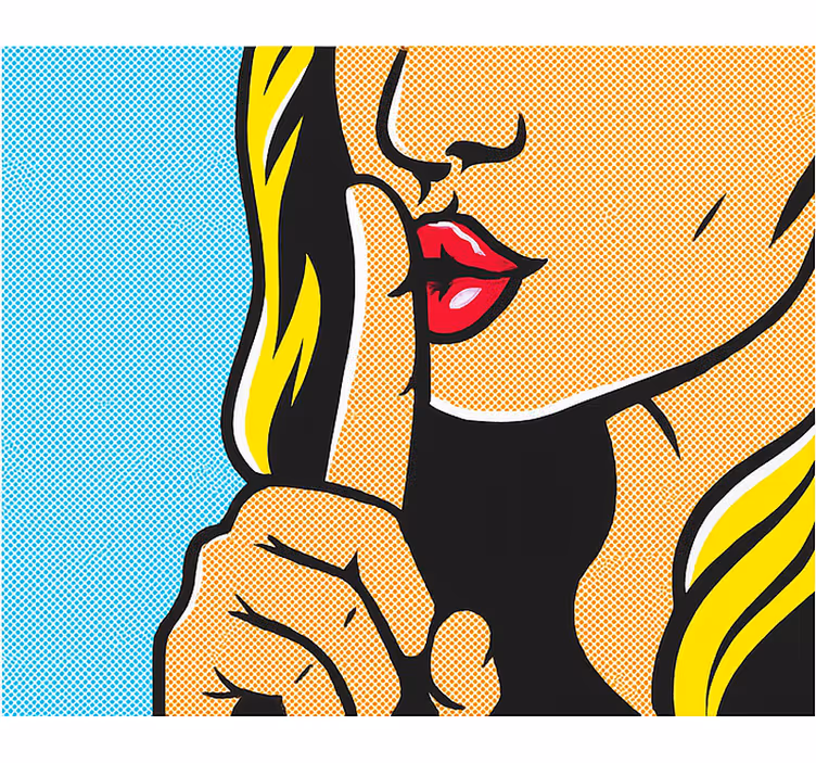 Pop art kızı susturuyor genç odasi stor perde - TenStickers