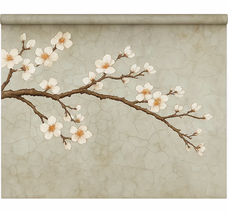 çiçek açan japon ağacı yemek odası stor perde - TenStickers