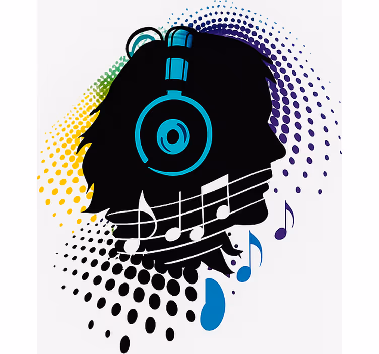 Müzik kafası genç odasi stor perde - TenStickers