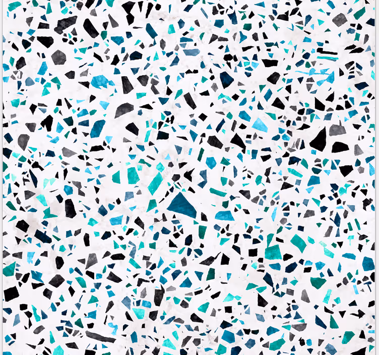 Mutfak stor perde mavi terrazzo motifi - TenStickers