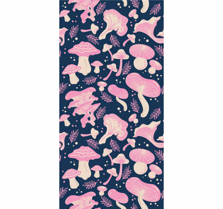 Mutfak stor perde - pembe mantar desenli - TenStickers