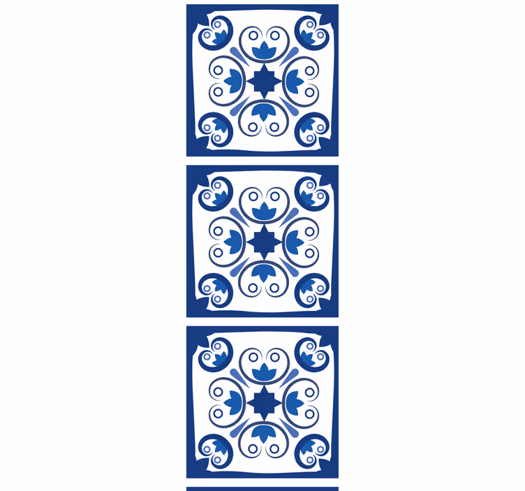 Mutfak stor perde mavi desenli portekiz karosu - TenStickers