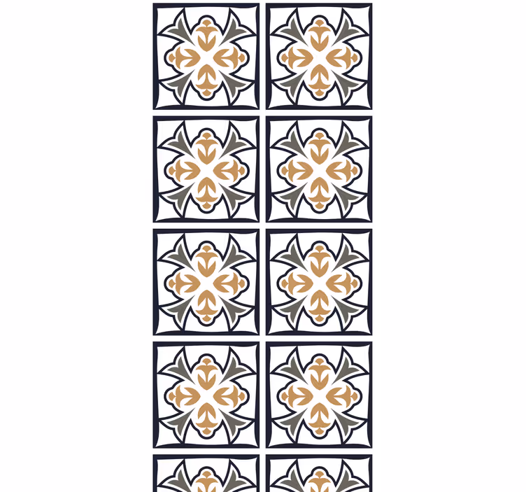 Mutfak stor perde bej ve siyah portekiz karosu - TenStickers