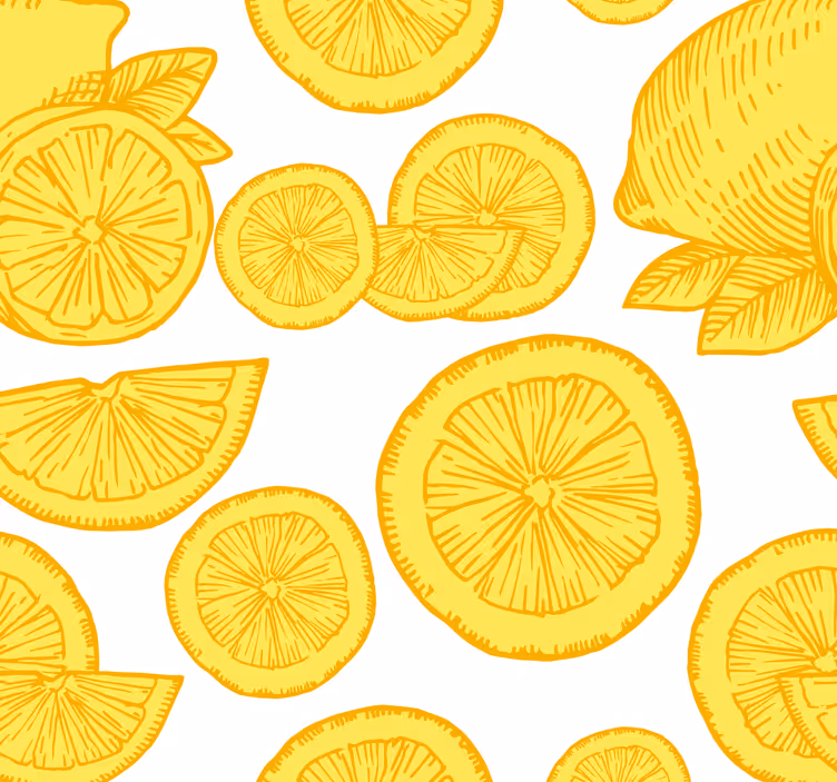 Mutfak stor perde portakal ve limon desenli - TenStickers