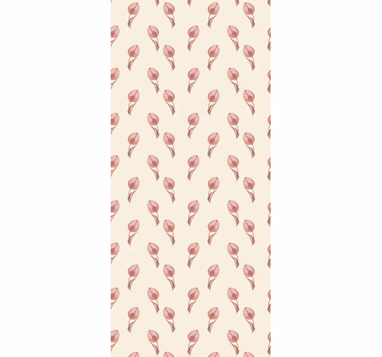 Yemek odası stor perde pembe lale deseni - TenStickers