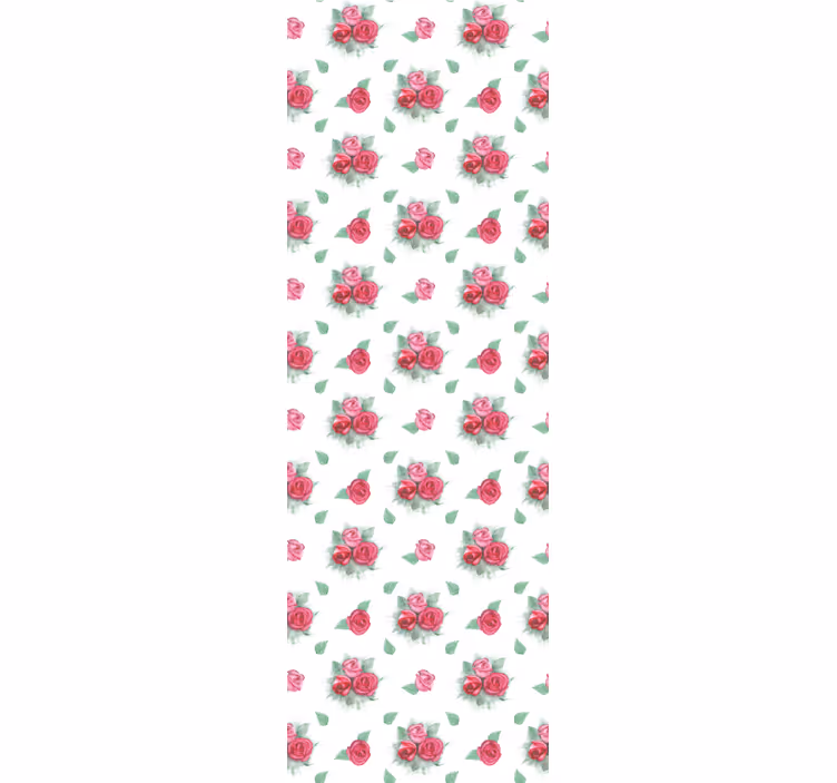 Yemek odası stor perde pembe ve kırmızı güller deseni - TenStickers