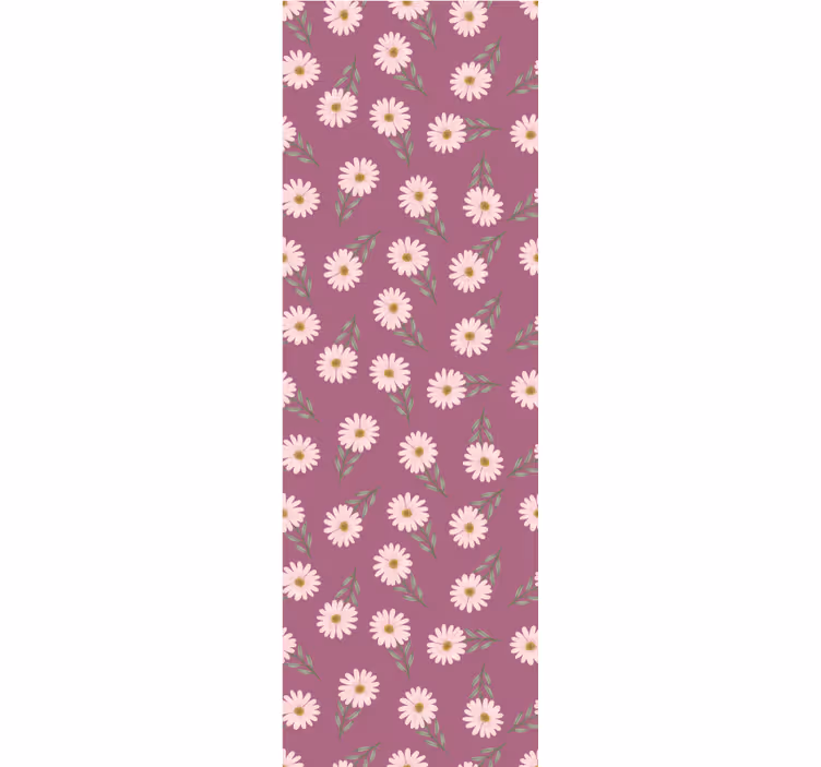 Yemek odası stor perde pembe papatyalar deseni - TenStickers