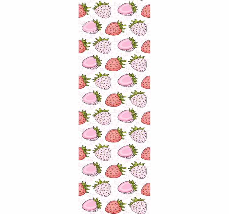 Yemek odası stor perde - dikişsiz pembe ve kırmızı çilekler - TenStickers