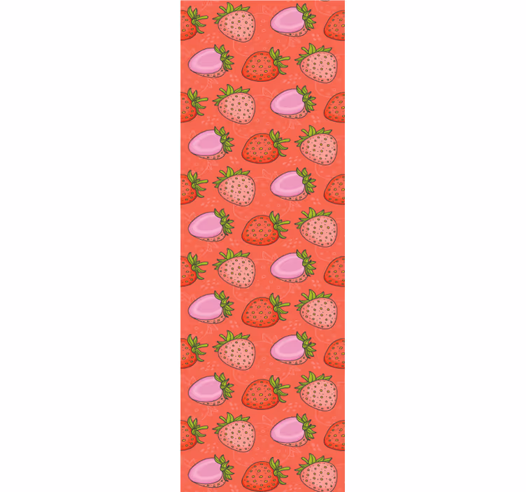Yemek odası stor perde kırmızı ve pembe çilekler - TenStickers