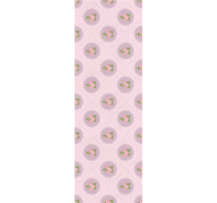 Yemek odası stor perde pembe kare desenli - TenStickers