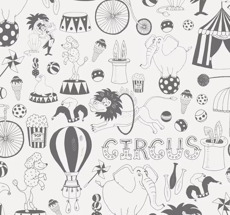 Çocuk odası stor perde sirk temalı desenli - TenStickers