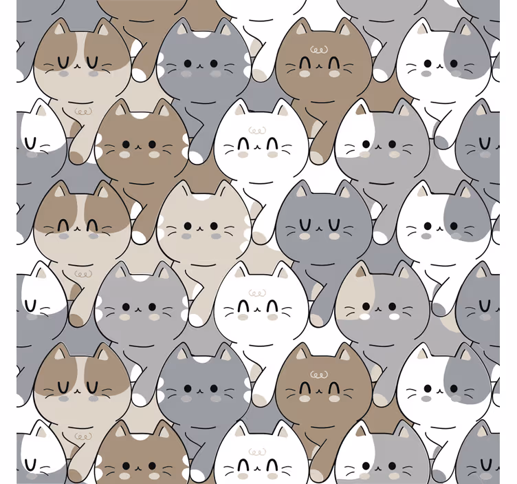 Çocuk odası stor perde kedi illüstrasyonu - TenStickers
