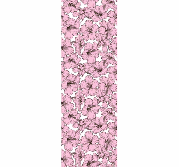 Çocuk odası stor perde pembe çiçek hibiskus deseni - TenStickers