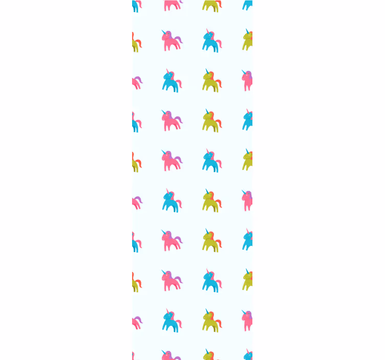 Çocuk odası stor perde mavi arka planda unicornlar - TenStickers
