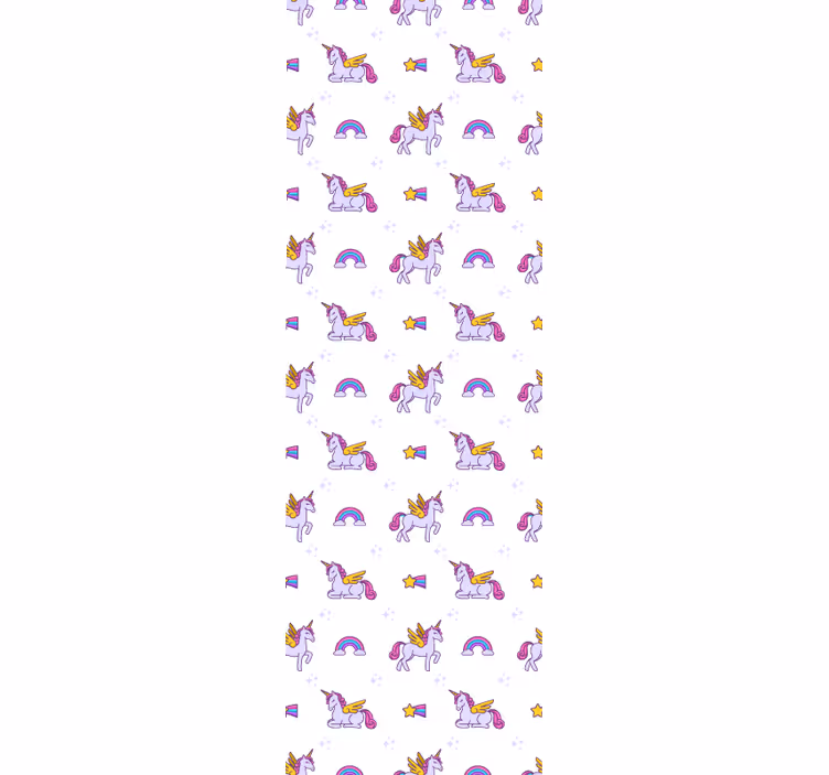 Çocuk odası stor perde kanatlı pembe pastel unicornlar - TenStickers