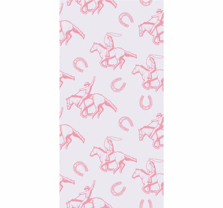 Çocuk odası stor perde kovboy at deseni pembe - TenStickers