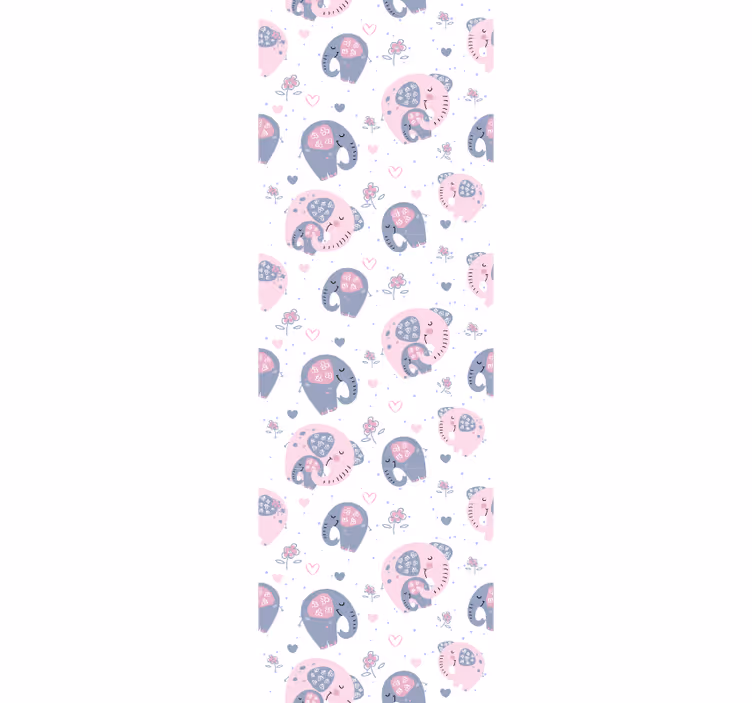Çocuk odası stor perde sevimli pembe fil desenli - TenStickers