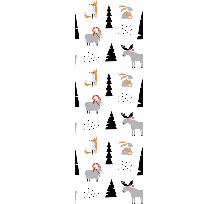 Çocuk odası stor perde kış hayvanları deseni - TenStickers