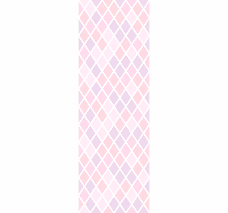 Çocuk odası stor perde pembe ve beyaz rombik desenli - TenStickers