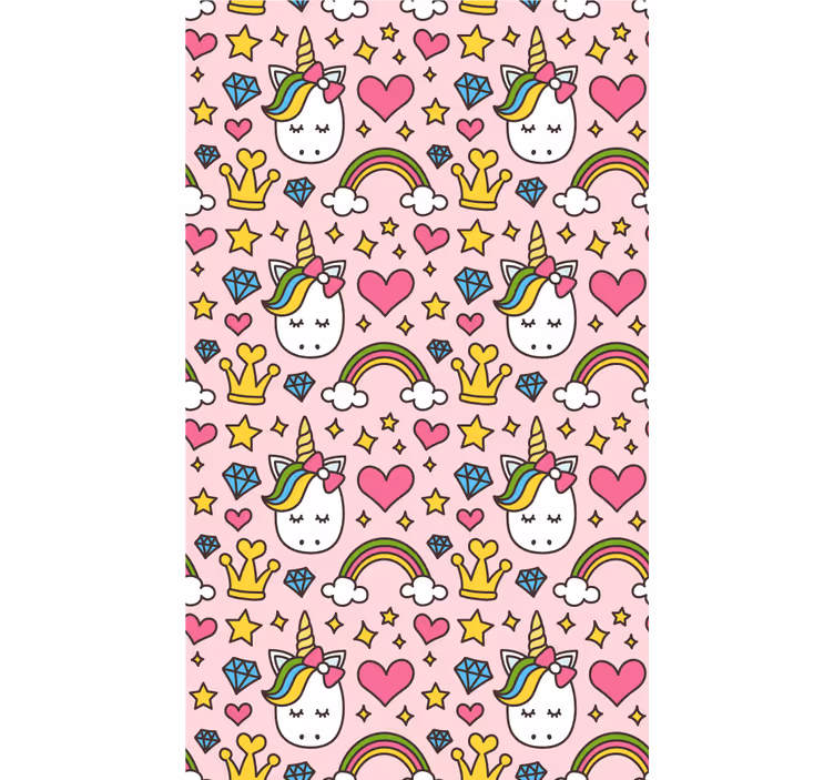 Çocuk odası stor perde - sevimli gökkuşakları ve unicornlar - TenStickers