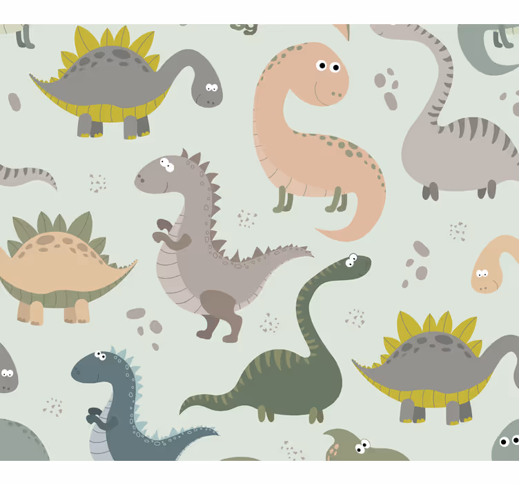Çocuk odası stor perde gülümseyen dinozorlar - TenStickers
