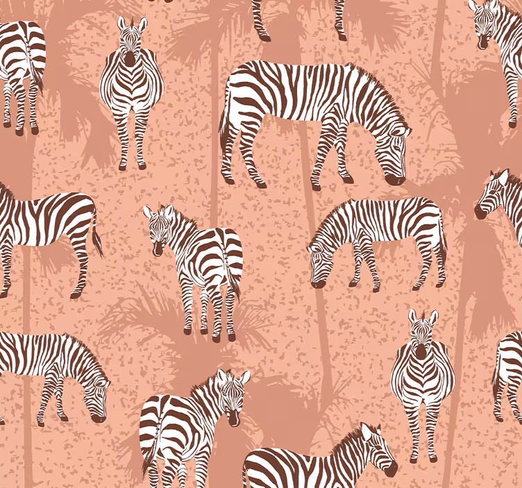 Çocuk odası stor perde kahverengi zebra ve palmiye - TenStickers