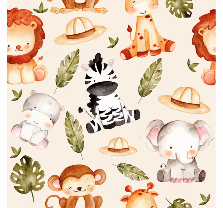 Çocuk odası stor perde bej safari - TenStickers