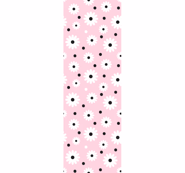 Çocuk odası stor perde - pembe siyah noktalar çiçek deseni - TenStickers