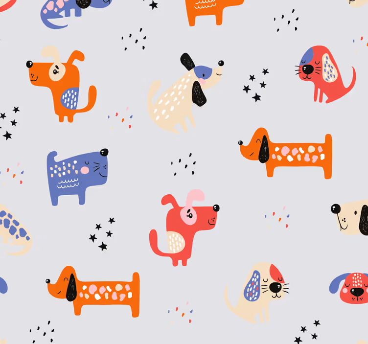 Çocuk odası stor perde - resimli köpekler - TenStickers