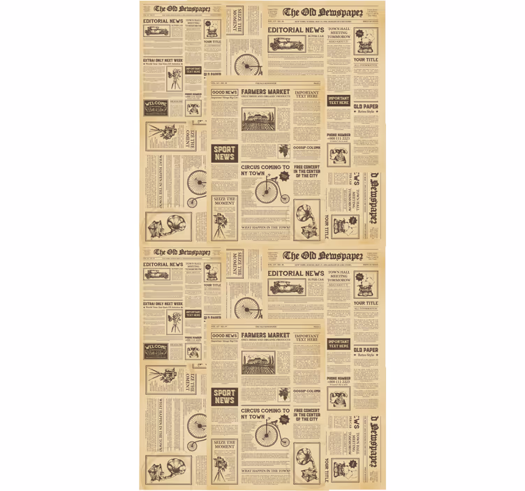 Ofis stor perde vintage amerikan gazetesi deseni - TenStickers