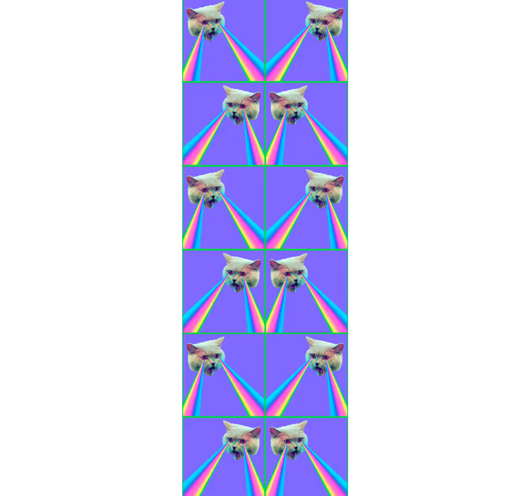 Genç odası stor perde - vaporwave lazer kedisi - TenStickers