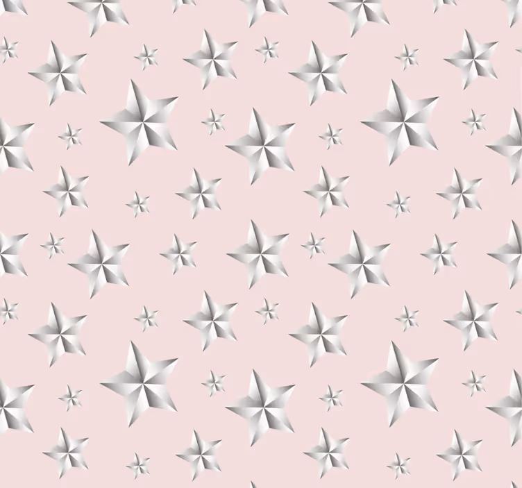Genç odası stor perde pembe zemin beyaz yıldızlar - TenStickers