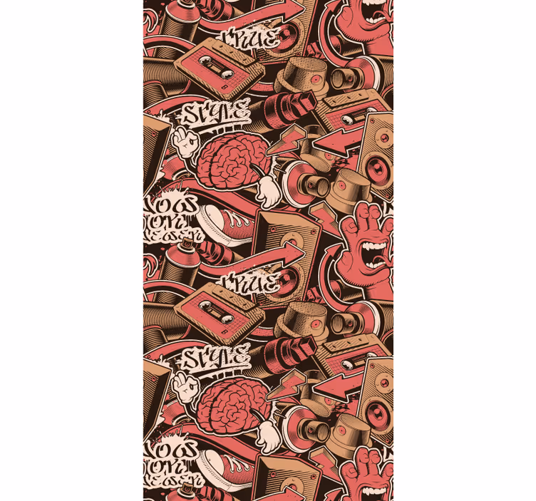 Genç odası stor perde - kırmızı grafiti çalışması - TenStickers