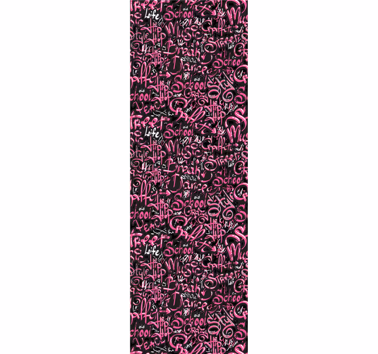 Genç odası stor perde pembe ve siyah grafiti - TenStickers