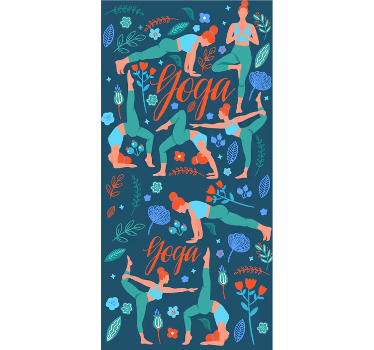 Genç odası stor perde - yoga yapan kadın - TenStickers