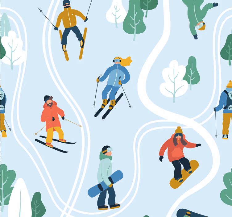 Genç odası stor perde mavi kayak sporu - TenStickers